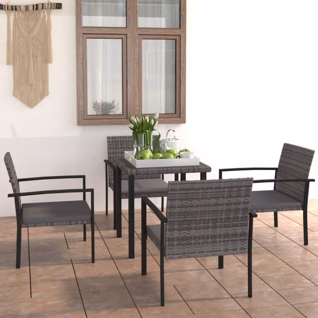 Maison Exclusive - Set da pranzo da giardino in polyrattan grigio, 5 pezzi