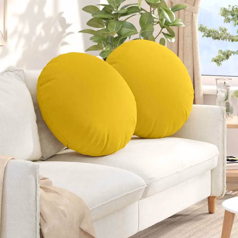 Set di 2 cuscini per seduta rotondi vidaXL in tessuto giallo, Ø 60 cm x 21 cm