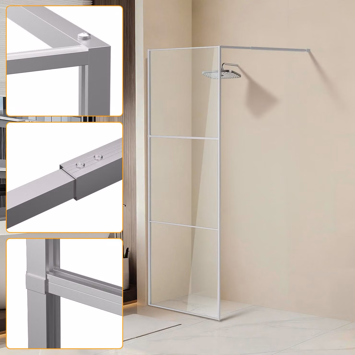 Jayseuw cabina doccia 80X200cm schermo doccia per cabina doccia ESG vetro di sicurezza 5mm argento