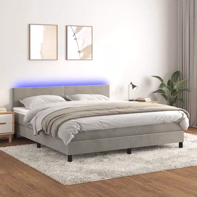 Letto a Molle con Materasso e LED Grigio Chiaro 180x200 cm 3134297