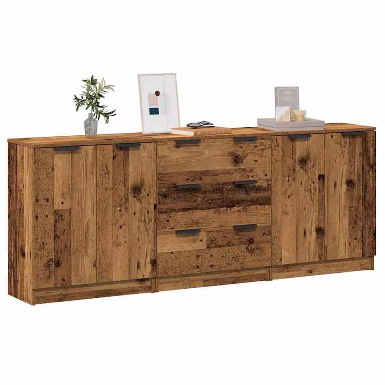 Set di 3 credenze vidaXL in legno multistrato color marrone, stile classico, L 60 cm x P 30 cm x H 70 cm