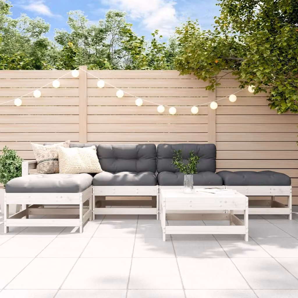 Maison Exclusive - Set Salotto da Giardino 6 pz Bianco in Legno Massello di Pino