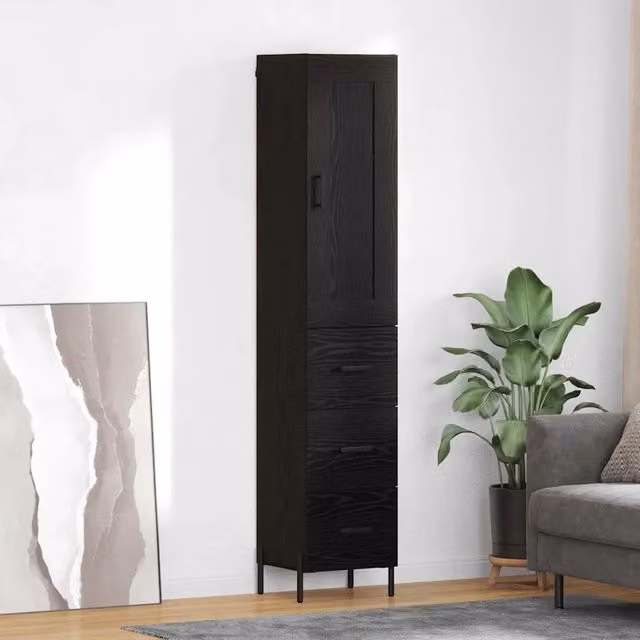Credenza Buffet Armadio da Cucina vidaXL in Legno Multistrato Colore Nero, L/P/H: 34,5 x 34 x 180 cm – 1