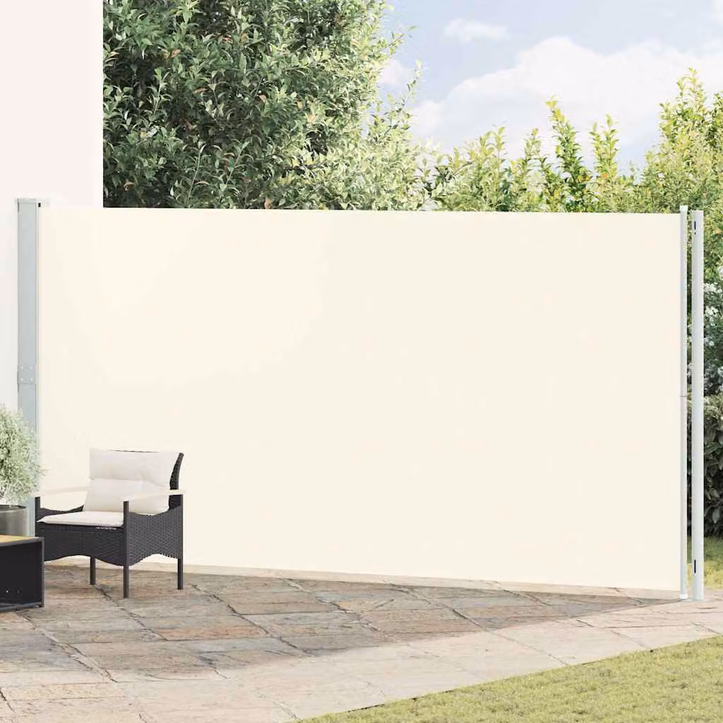 Tenda da Sole Laterale Retrattile vidaXL per Patio in Poliestere e Acciaio, Beige, L: 614 cm, H: 200 cm