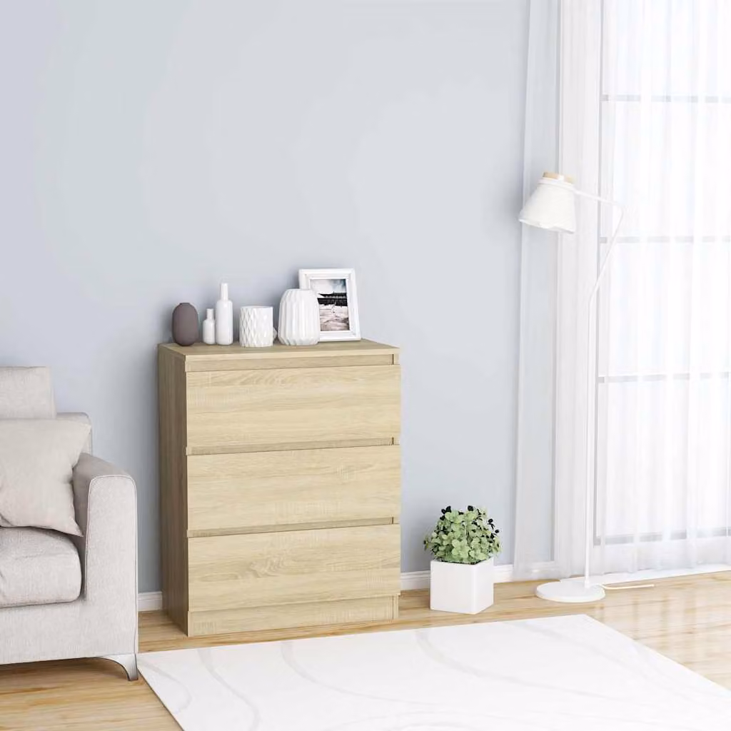 Credenza vidaXL in Rovere Sonoma e Legno Multistrato, L: 60 cm, P: 35 cm, H: 76 cm