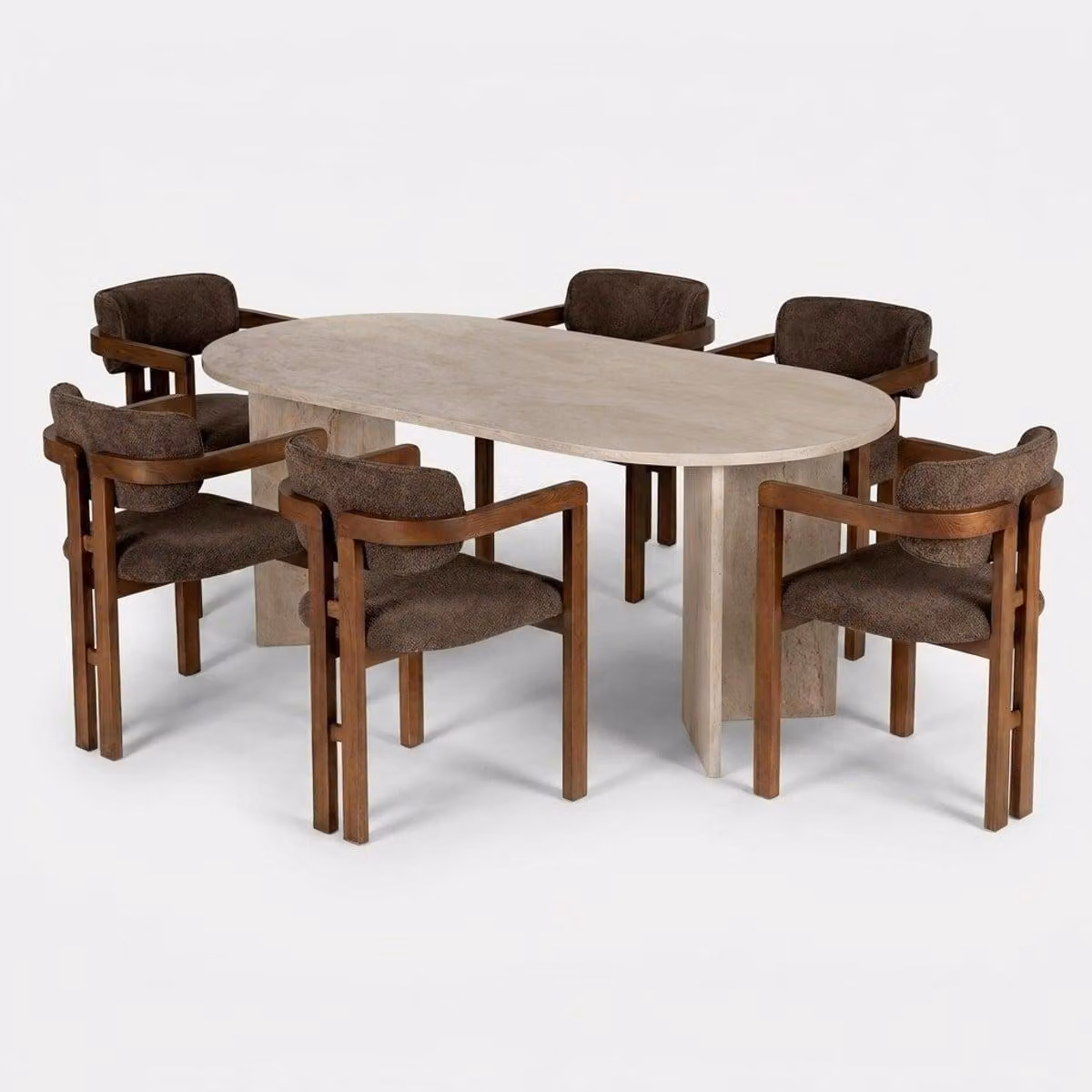 Set da pranzo Meridia 6 con 6 sedie moderne in noce - marrone