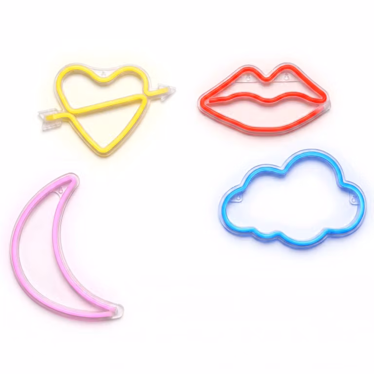 Dictrolux Lampada LED Neon Style con Fantasie Assortite in PVC per Camera da Letto e Soggiorno