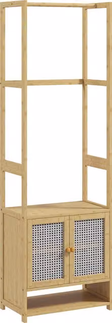 Appendiabiti HOMCOM in bambù con armadio scarpiera e barra appendiabiti per ingresso e corridoio, L: 53 cm, P: 31 cm, H: 168 cm, Naturale