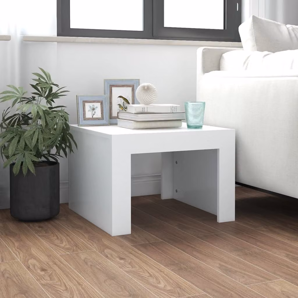 The Living Store tavolino bianco 50x50x35 cm in materiale ligneo
