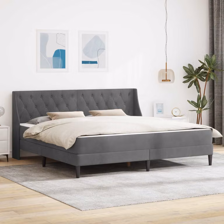 vidaXL Struttura letto con materasso in velluto grigio, L/P/H: 200 x 200 x 96 cm