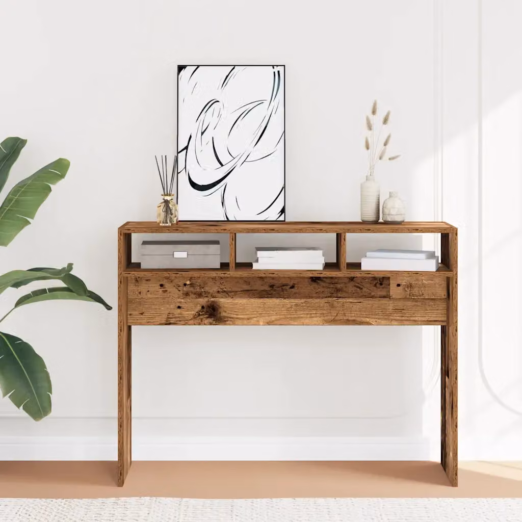 vidaXL Tavolino Consolle in Legno Antico Marrone L: 105 cm, P: 30 cm, H: 80 cm