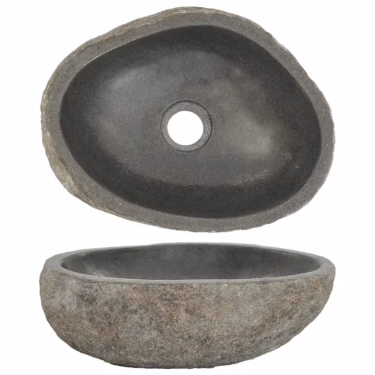 vidaXL Lavandino in Pietra di Fiume Ovale (29-38)x(24-31) cm