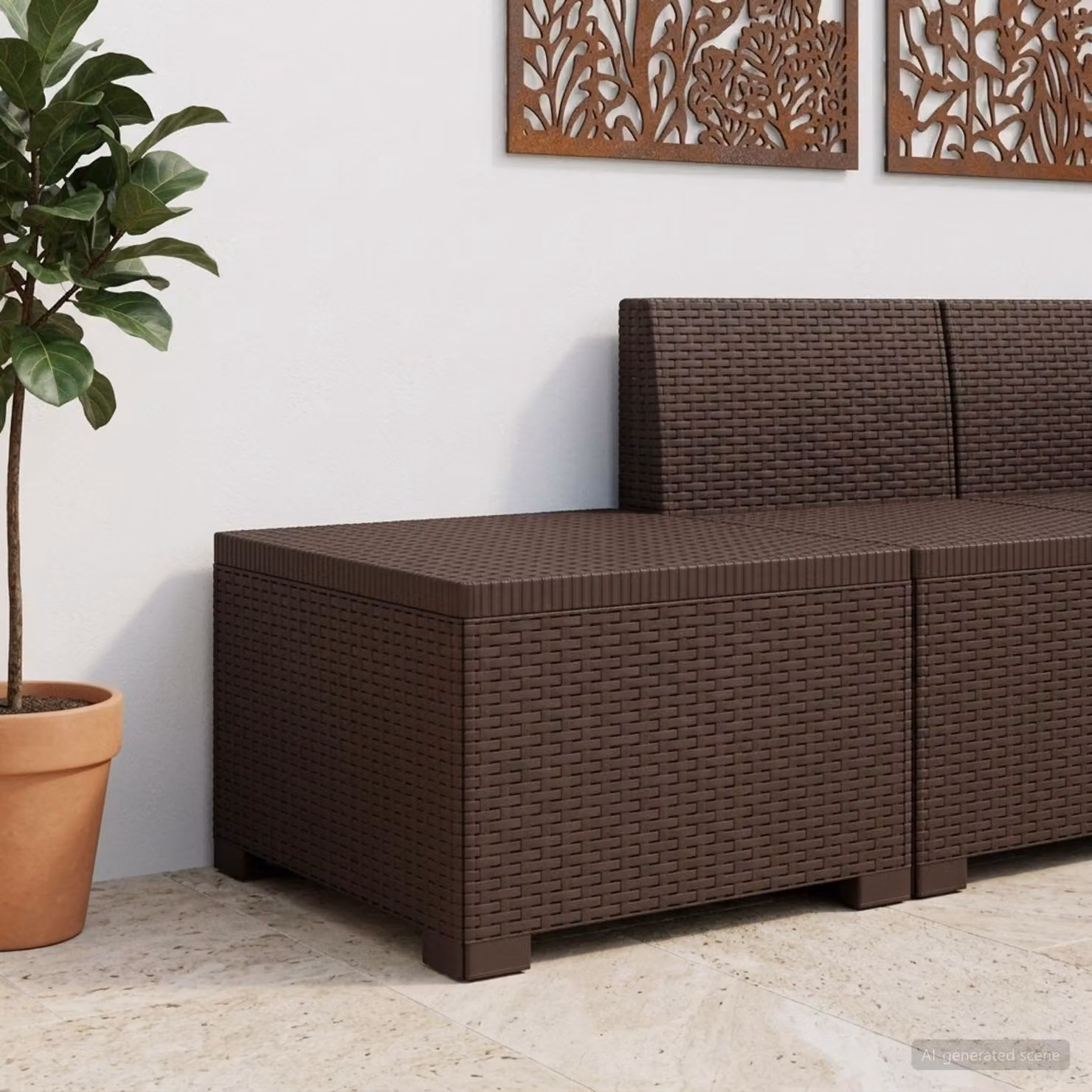 Divano da giardino singolo vidaXL in rattan effetto marrone per esterno