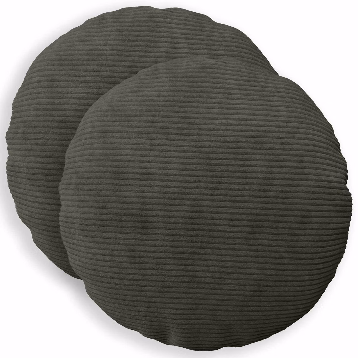 Set di 2 federe vidaXL HEERLEN in velluto a coste, colore antracite, Ø 30 cm