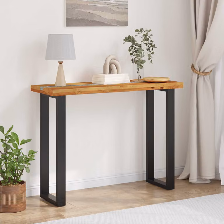vidaXL Tavolo consolle moderno in legno di teak solido marrone L 100 cm x P 35 cm x H 75 cm