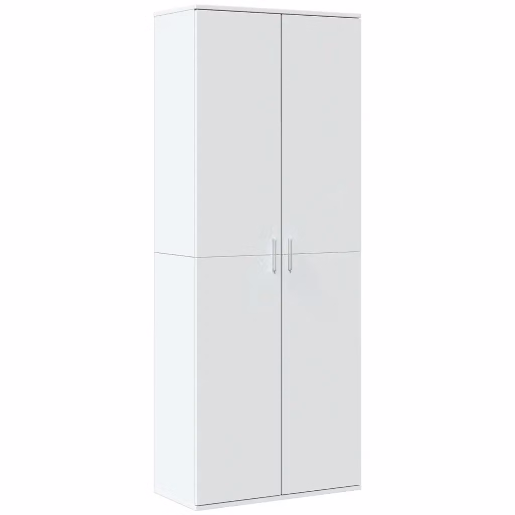 Credenza a muro bianca vidaXL in legno e MDF con ante a battente, stile minimalista, L: 70 cm, P: 35 cm, H: 180 cm – 2