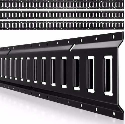 Set di 4 Binari di Ancoraggio E-Track VEVOR in Acciaio Nero, Lunghezza: 2346 mm, Capacità di Carico fino a 909 kg per Rimorchi e Furgoni