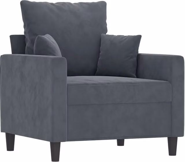 Poltrona Relax Moderna in Velluto Grigio con Braccioli e Struttura in Metallo