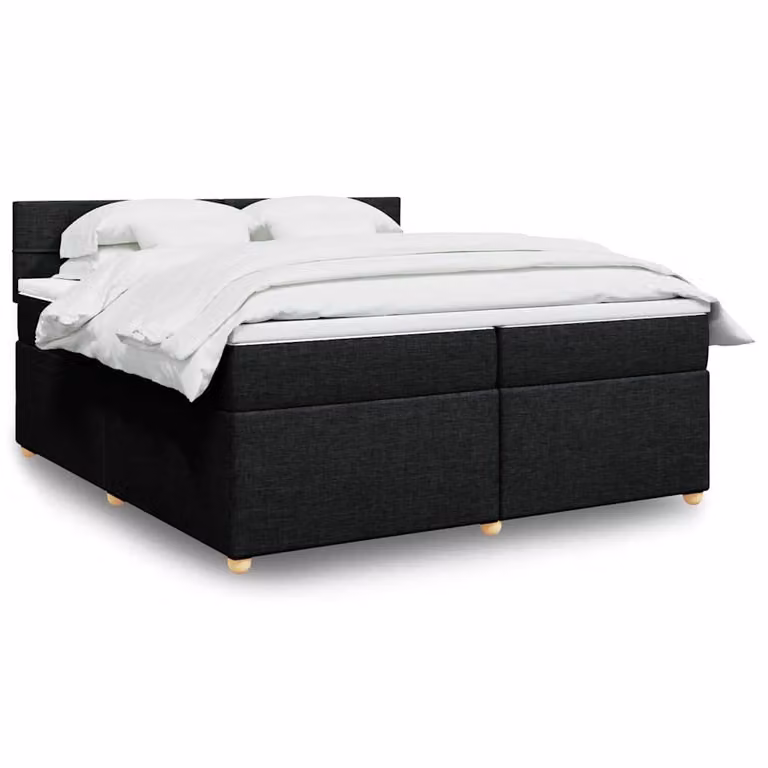 vidaXL Giroletto a Molle con Materasso Nero in Tessuto 200 x 200 cm