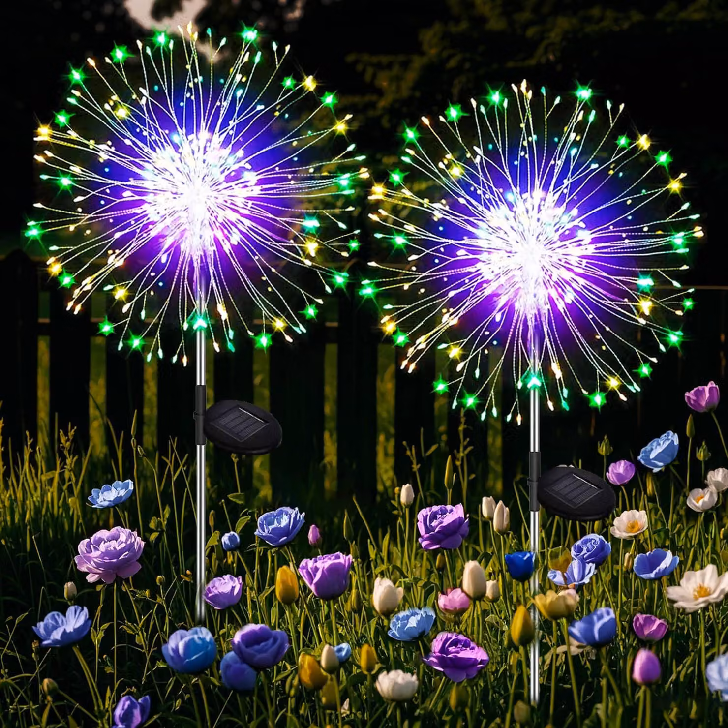 Joycome: 2 lampade solari per esterni, con 120 LED, effetto fuochi d'artificio