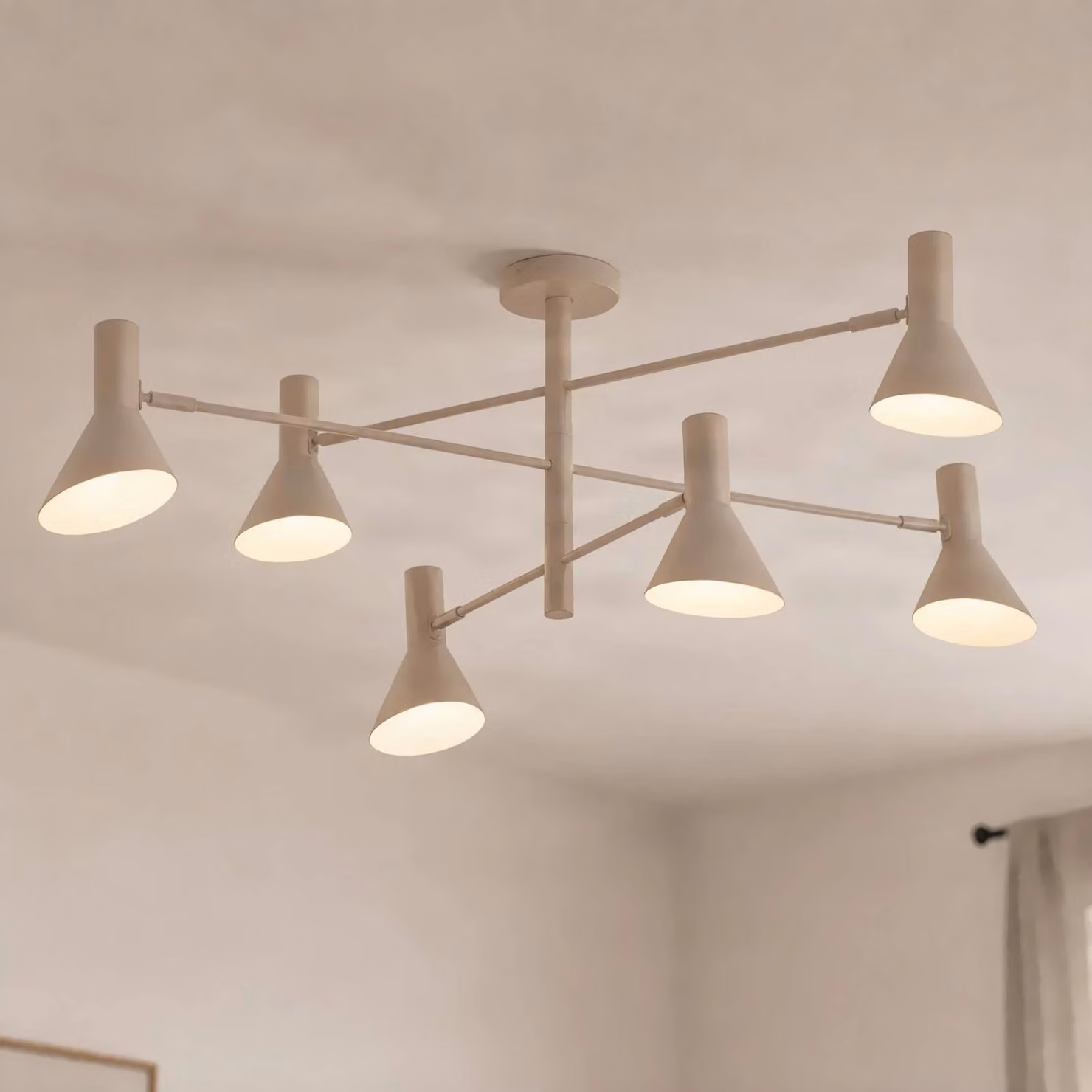 Plafoniera soffitto Milia NOLA, dimmerabile, Crema / Ambra, Soggiorno / Sala da pranzo, Metallo, Plafoniera