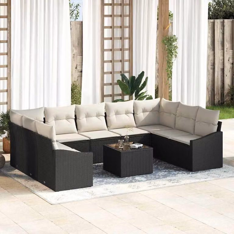 Maison Exclusive - Set Divano da Giardino Marrone e Crema polyrattan
