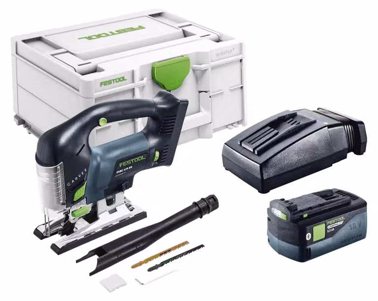 Festool PSBC 420-Basic Sega a gattuccio a batteria 18 V 120 mm Brushless + 1x batteria 5,0 Ah + caricabatterie + Systainer