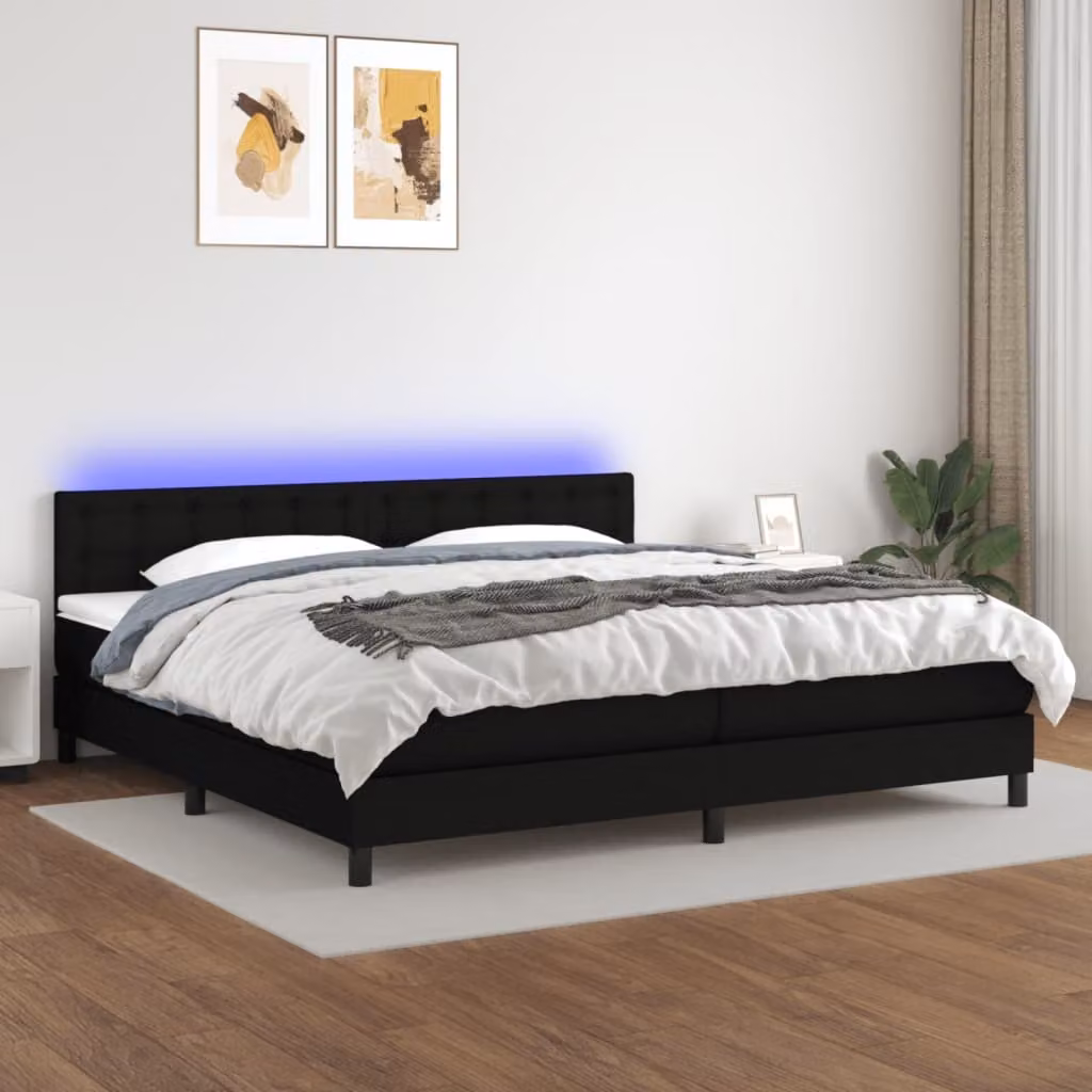 Maison Exclusive - Letto a Molle Materasso e LED Nero 200x200cm in Tessuto