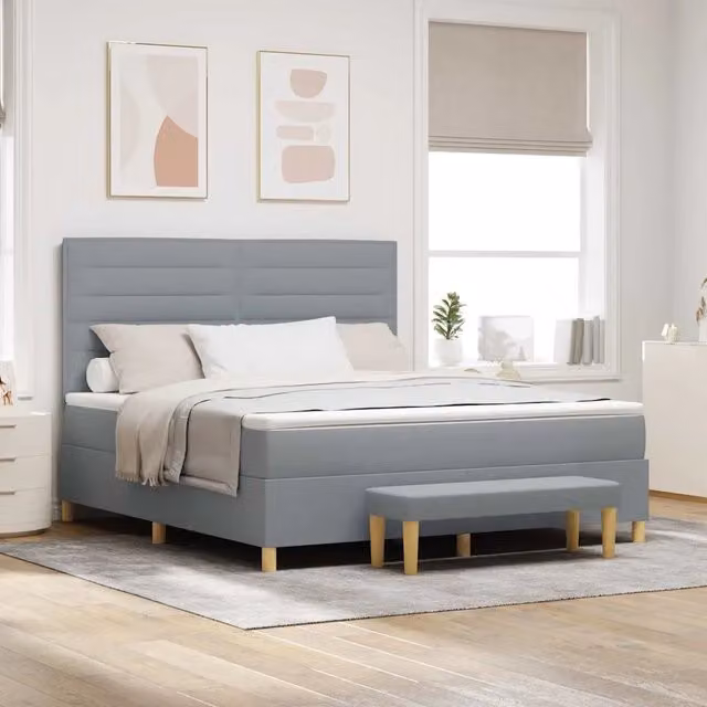 Letto a molle con testiera Grigio chiaro 200 x 180 cm Tessuto 3344240