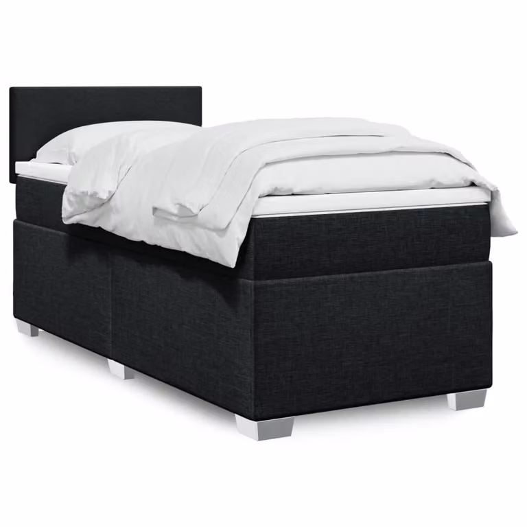 vidaXL Letto Ibrido con Materasso in Tessuto Nero L/P/H: 90 x 200 x 76,5 cm