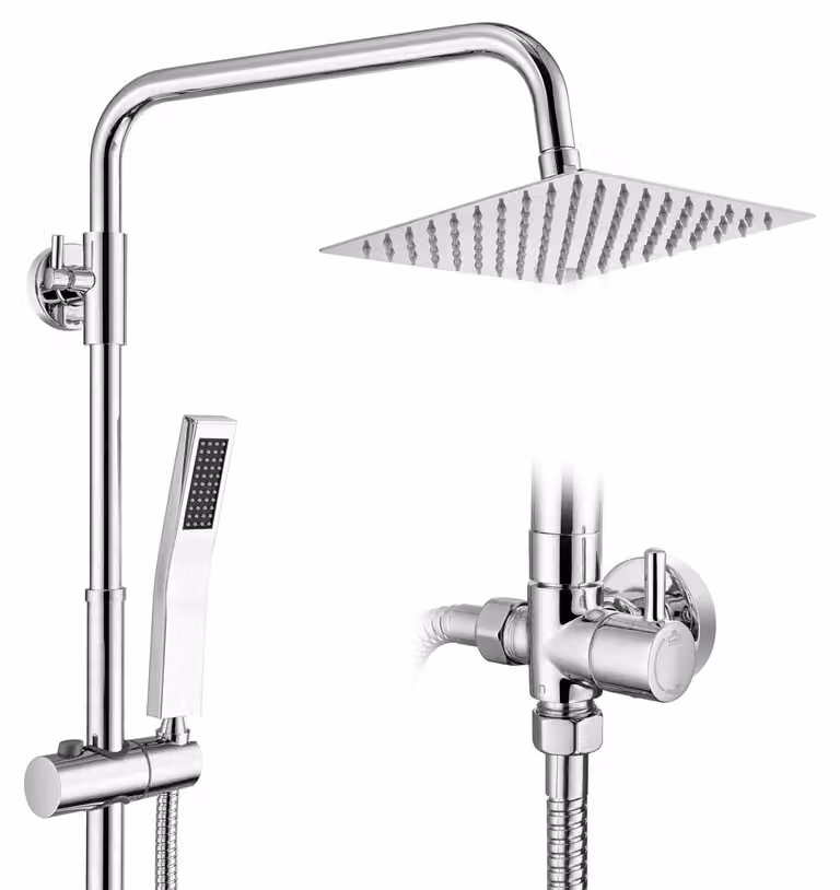 Colonna doccia, acciaio inossidabile 304, design a parete, finitura cromata