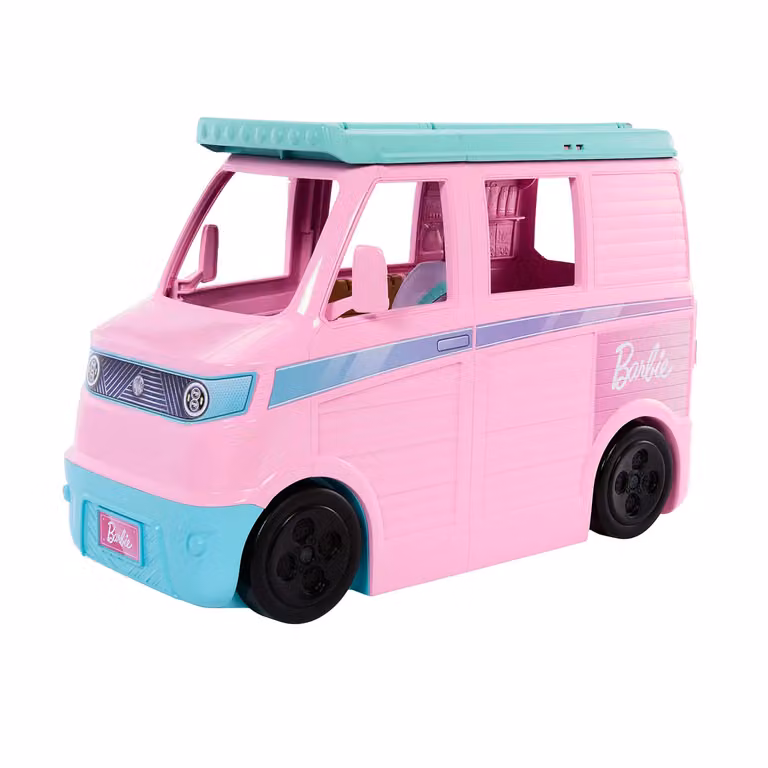 Mattel Barbie Dream Land Road Trip Camper Playset Rosa con 20 Accessori