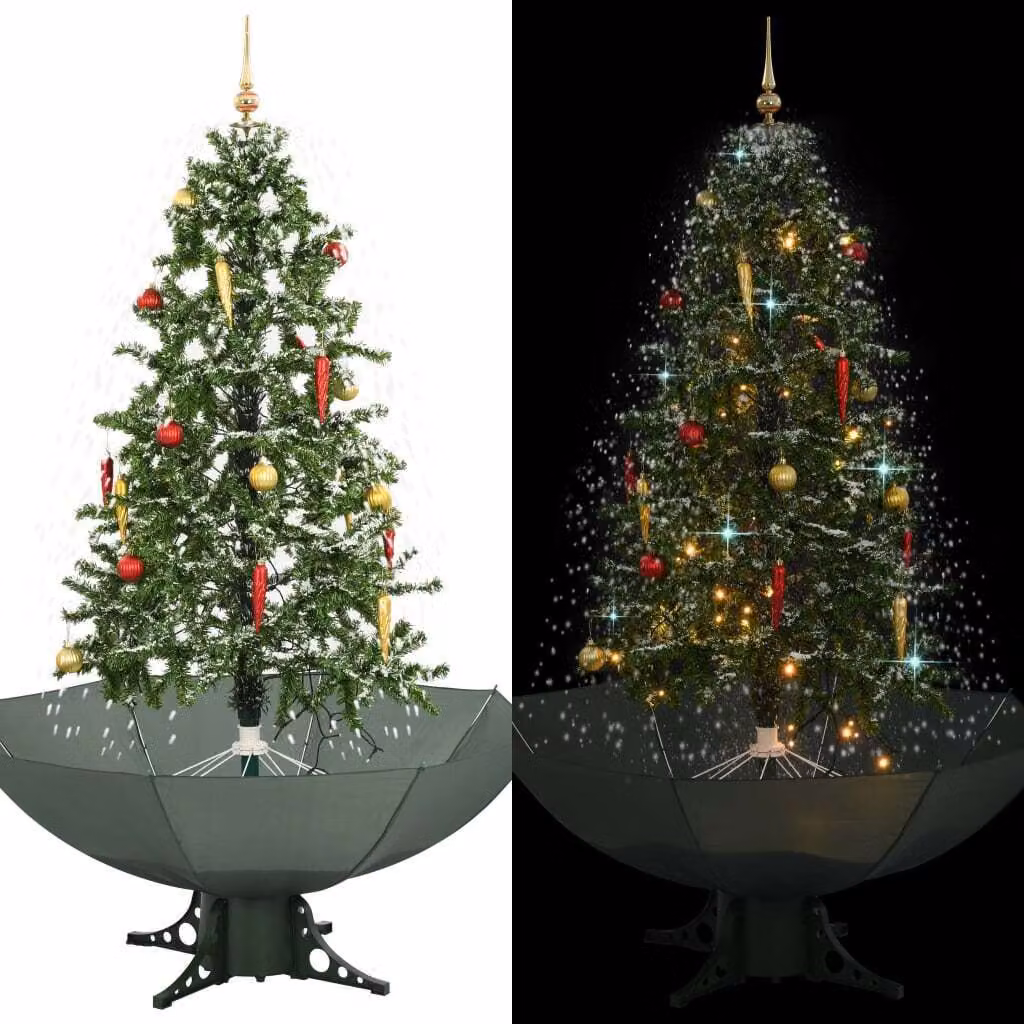 Maison Exclusive - Albero di Natale innevato con base a ombrello, verde, 170 cm