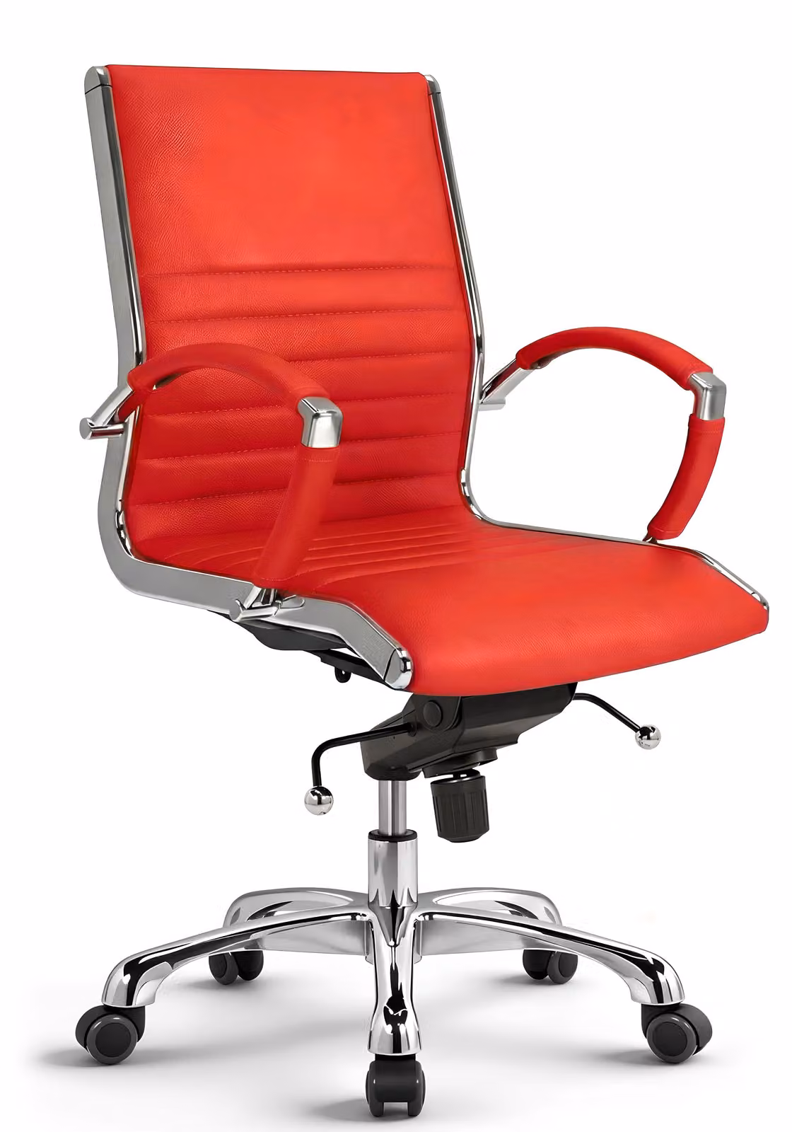 VERSEE Montreal sedia da ufficio in pelle rossa - sedia da scrivania ergonomica con schienale alto, comoda sedia girevole, imbottitura di alta qualità, supporta fino a 150 kg