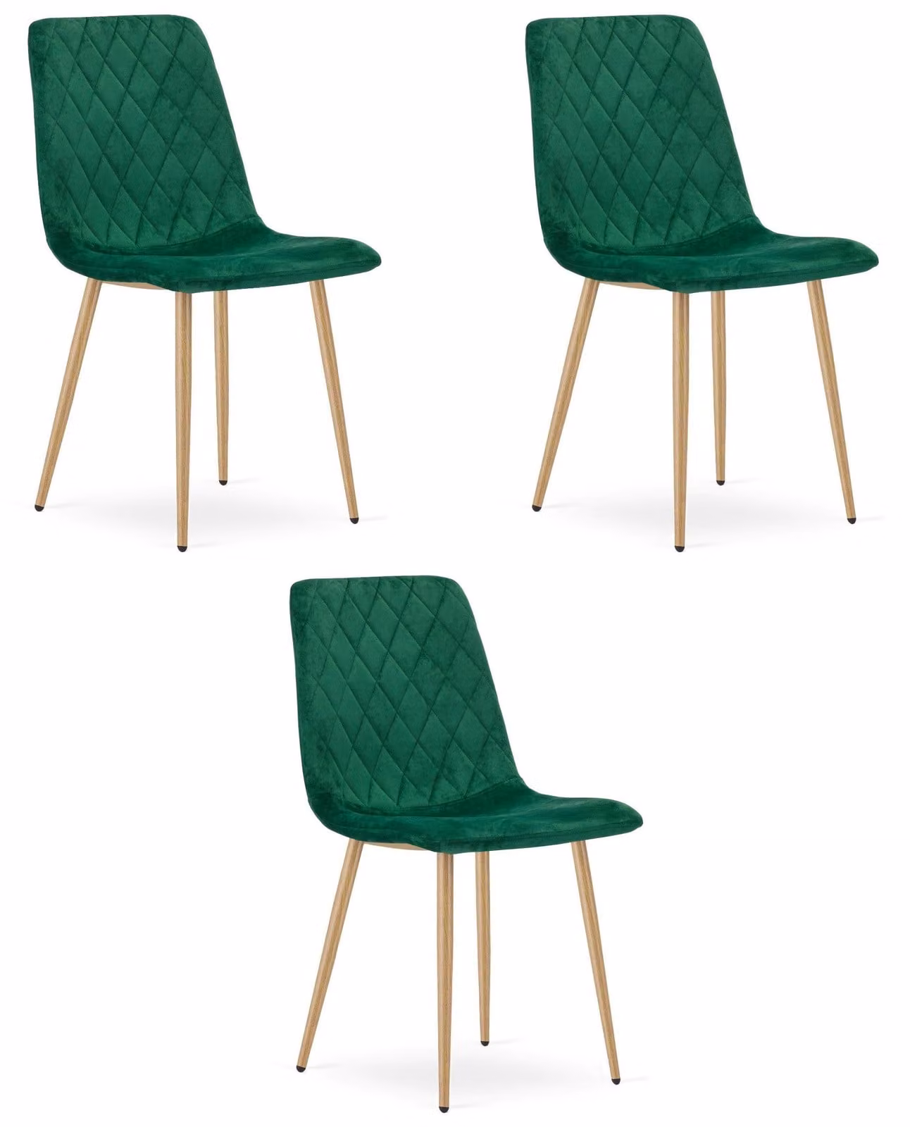 Poltrona TURIN - velluto verde scuro / gambe color legno (3)