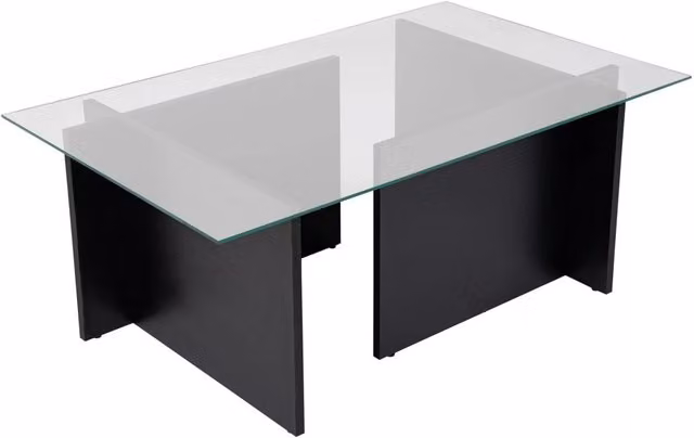 Tavolino in vetro "Vetrino" 105 x 65 x 40 cm - Legno nero