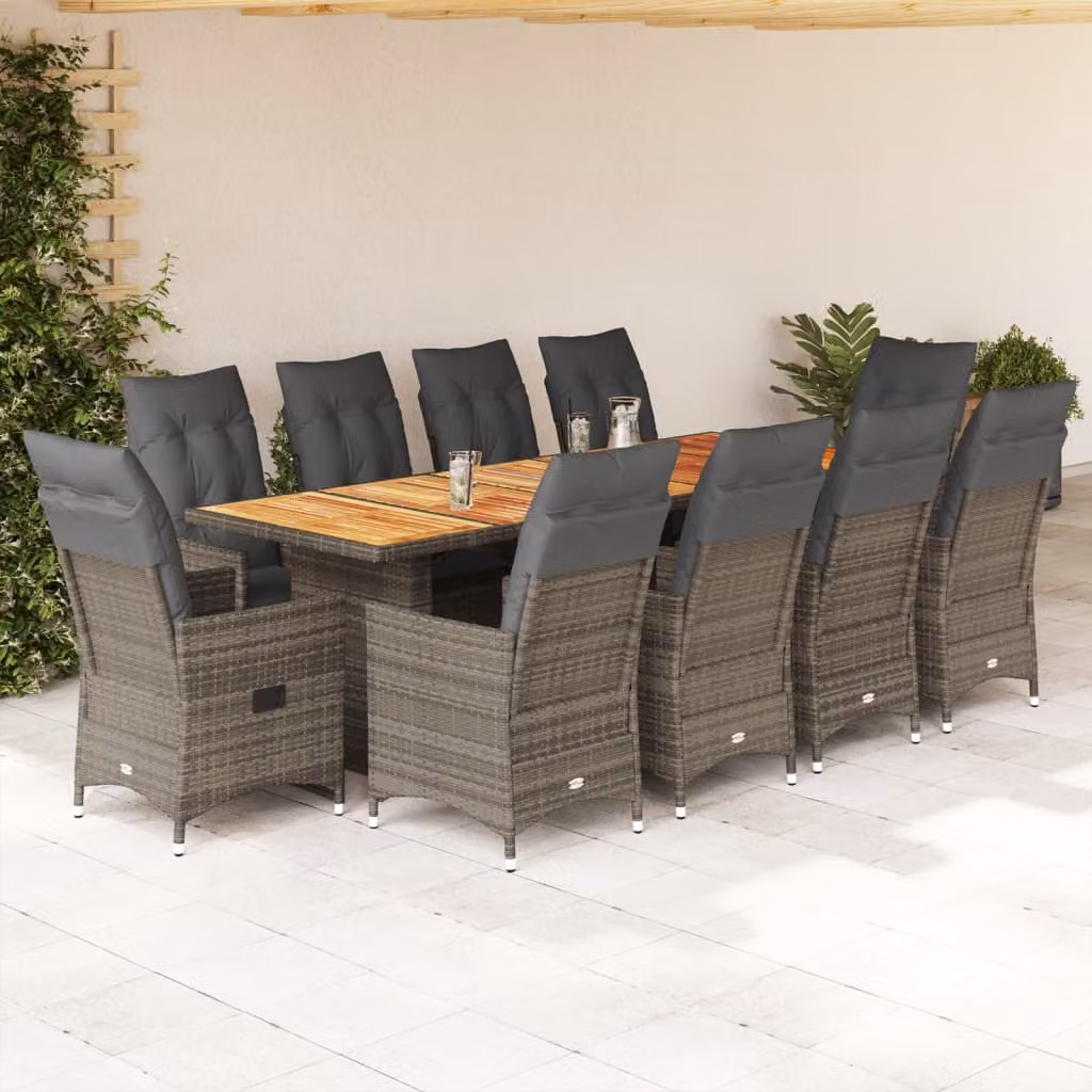 Maison Exclusive - Set da giardino bistrot 11 pezzi con cuscini grigio in polyrattan