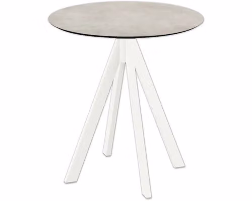 Infinity - Tavolo da patio, struttura bianca + piano in HPL color pietra di luna Ø70 cm, 1 pezzo