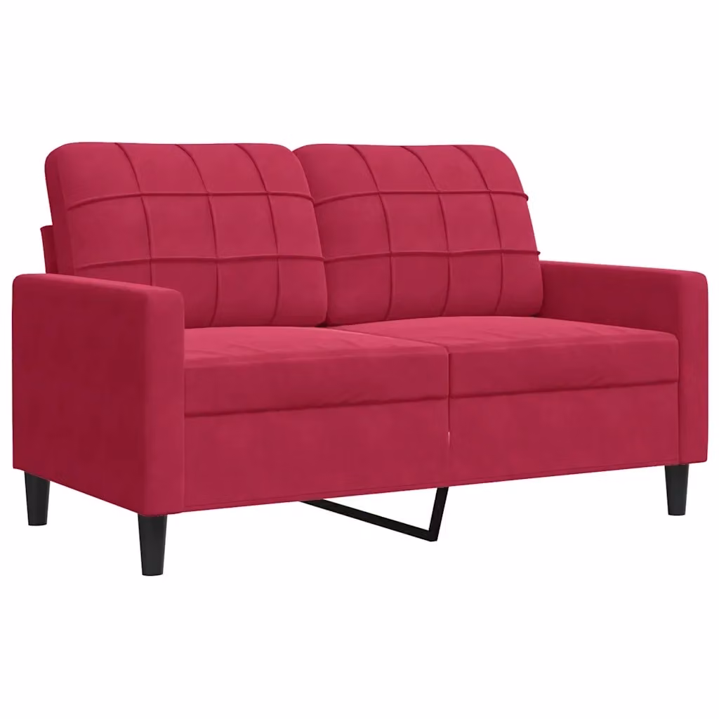 Divano a 2 posti Design Mania in velluto rosso con struttura in metallo L: 137 cm, P: 77 cm, H: 80 cm – 2