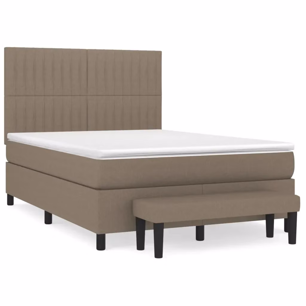 vidaXL Letto Ibrido con Giroletto a Molle e Materasso in Tessuto, Beige e Bianco, L/P/H: 144 x 193 x 128 cm – 2