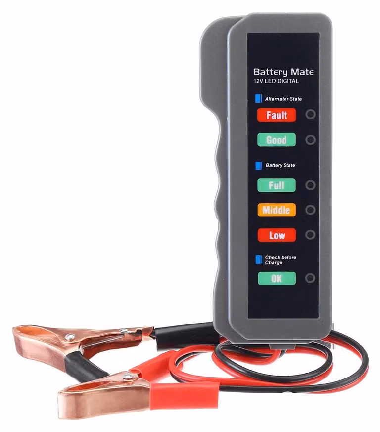 Tester digitale per batteria da 12V, con rilevatore di dinamo e 6 indicatori LED
