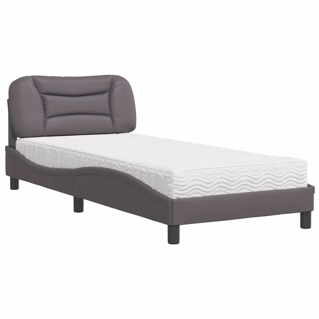 Letto con Materasso Hvar Grgio 80x200 cm in Pelle finta