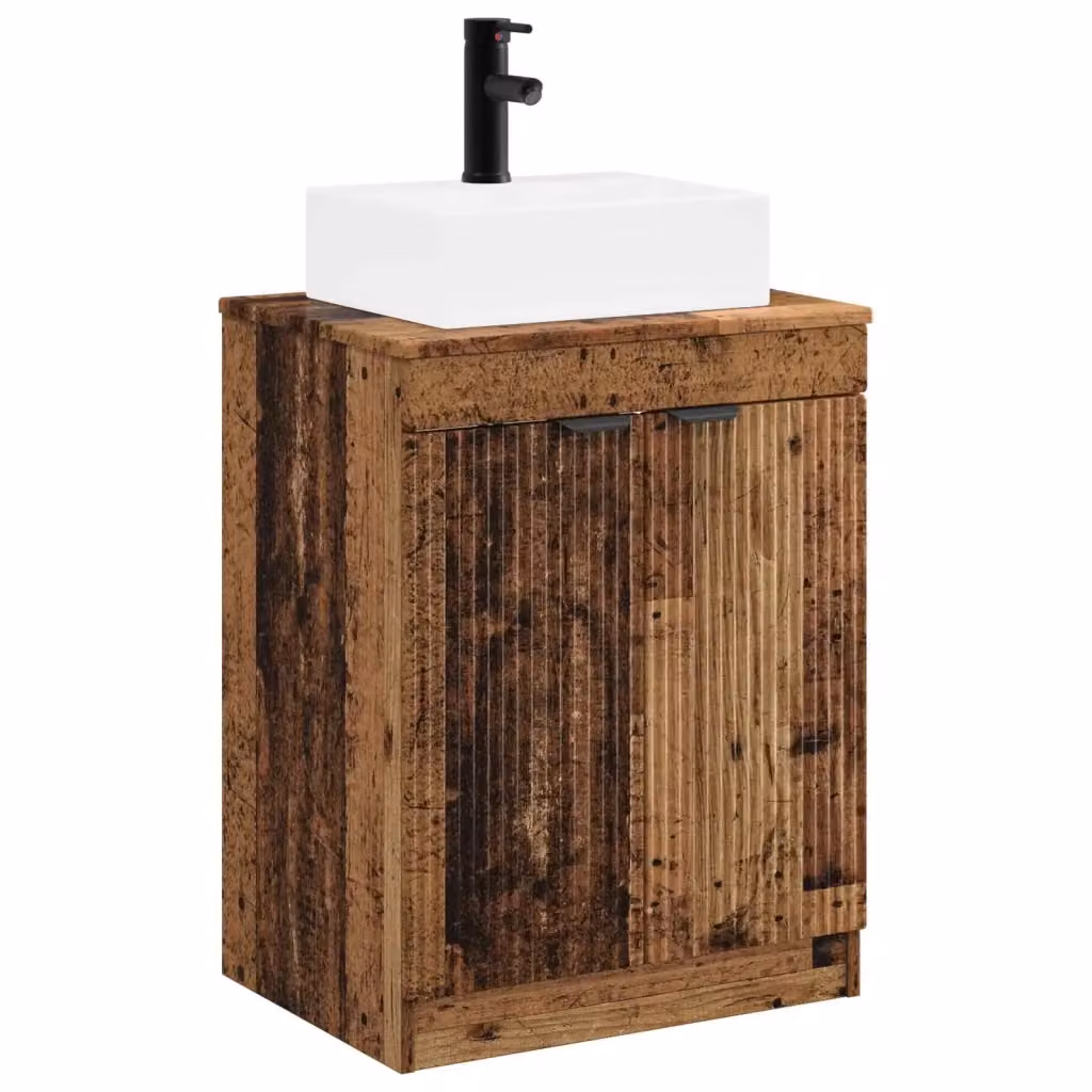 Mobile lavabo moderno vidaXL in legno marrone con ante a cerniera e ripiani interni L/P/H: 70 x 41 x 54 cm – 2