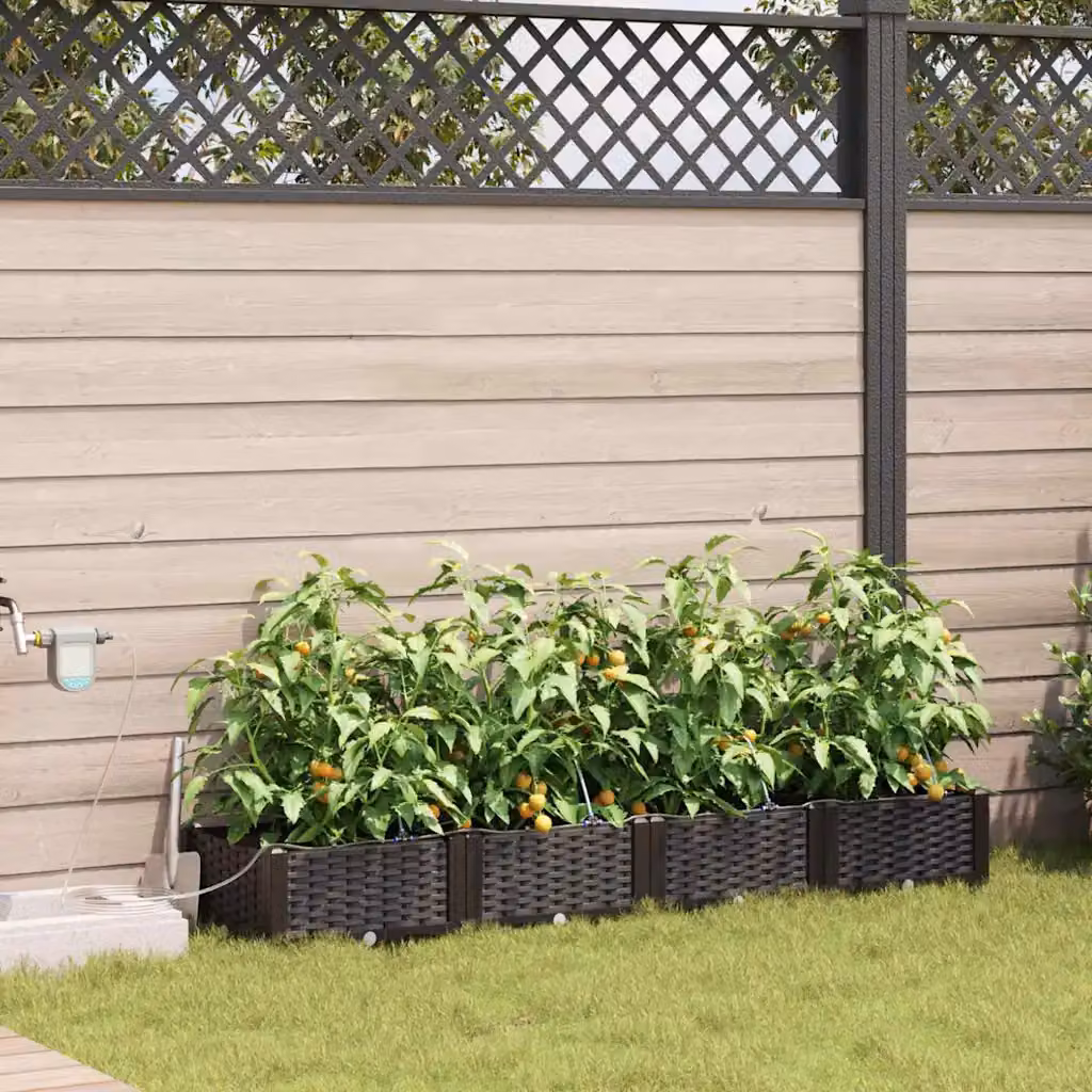 Set di 4 vasi da giardino vidaXL in plastica marrone L: 160 cm, P: 40 cm, H: 22 cm