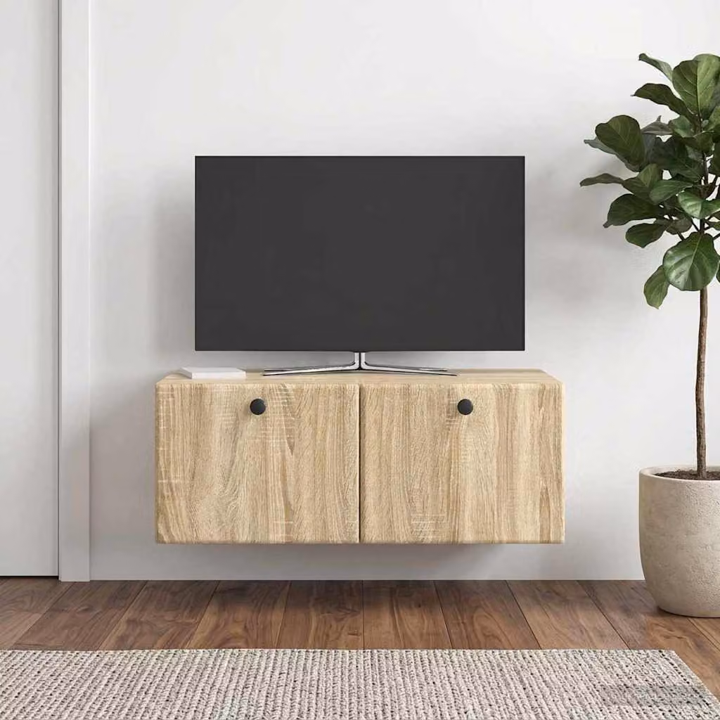 vidaXL Mobile Porta TV da Muro Moderno in Rovere Sonoma, L/P/H: 78,5 x 41 x 30 cm