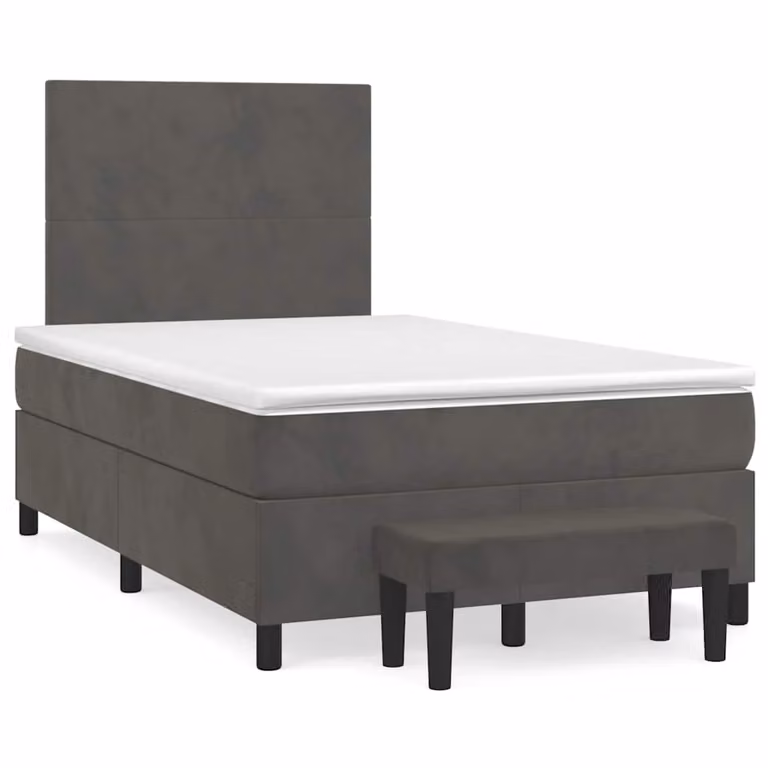 Giroletto a Molle con Materasso Ibrido vidaXL in Velluto Grigio e Bianco L/P/H: 120 x 200 cm