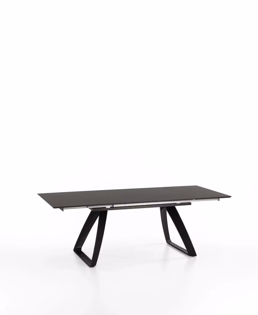 Tavolo da pranzo allungabile IPERBRIKO rettangolare in MDF e metallo, colore grigio e nero, design moderno – 2