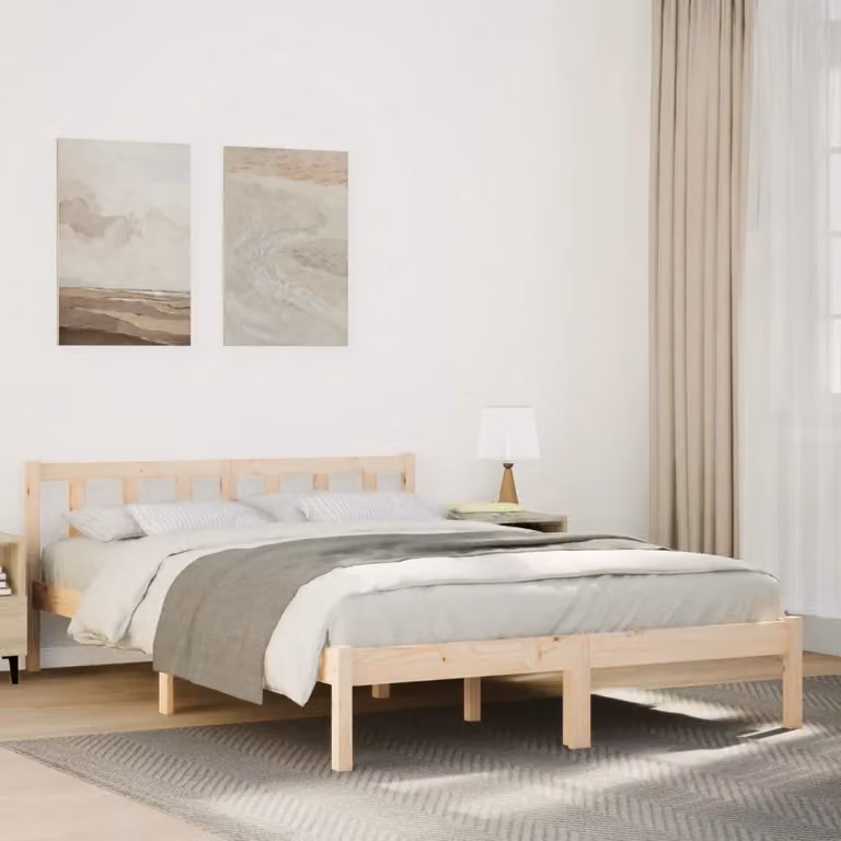 Letto extra lungo vidaXL in legno di pino naturale stile rustico L/P/H: 160 x 210 x 165,5 cm
