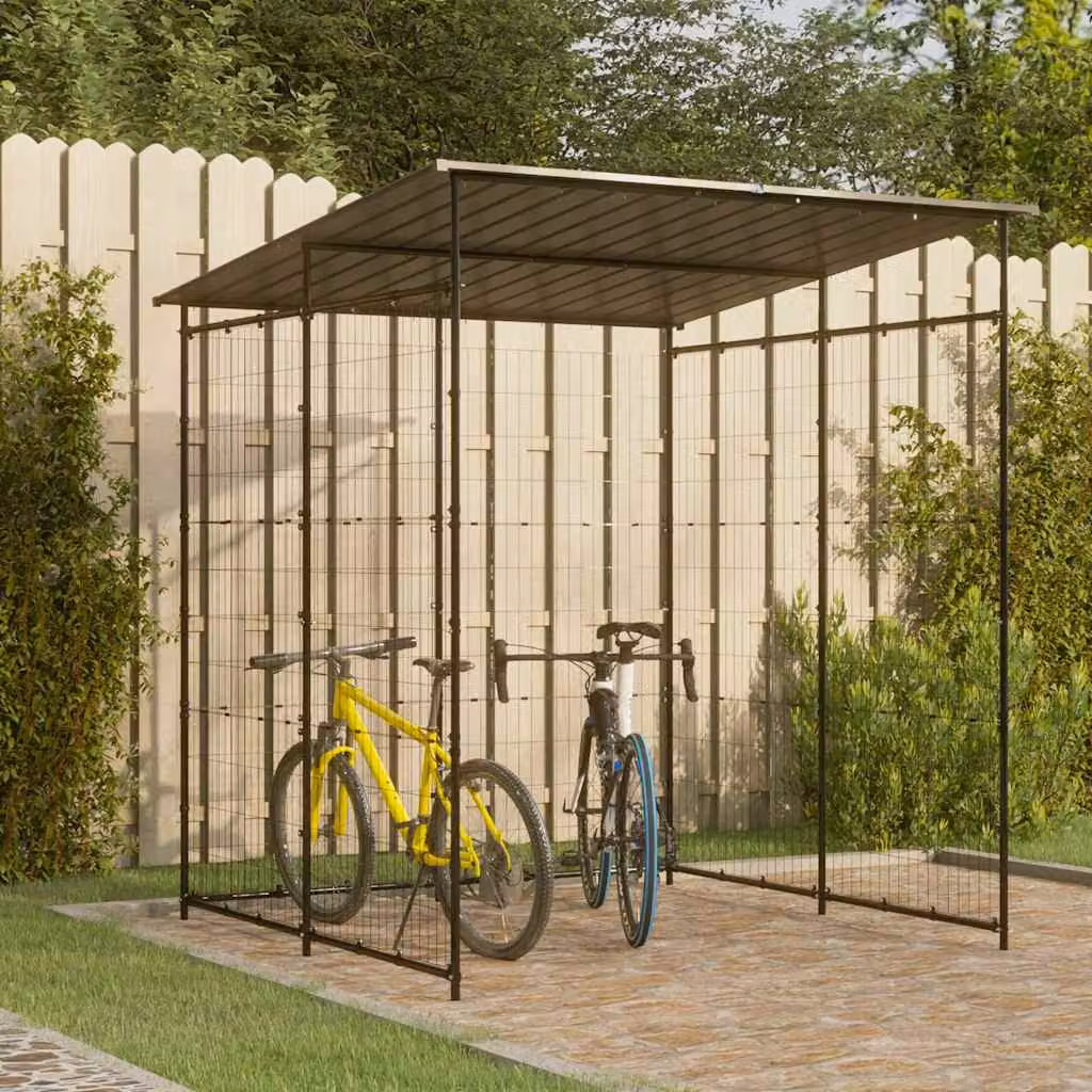 Tettoia per biciclette e carport vidaXL in acciaio nero e grigio L/P/H: 190 x 190 x 222 cm