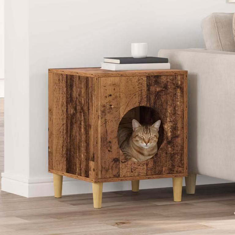 Casa per gatti vidaXL in legno color marrone, L 42,5 cm x P 40 cm x H 53 cm